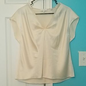 Vince silk satin v-neck blouse in cream